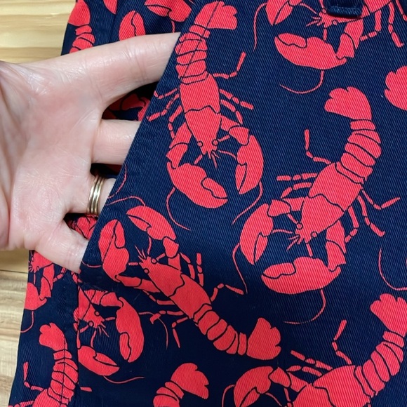 J. Crew size 6 Blue and Red Lobster Print Chino 5” Inseam Shorts with Pockets - Picture 3 of 12